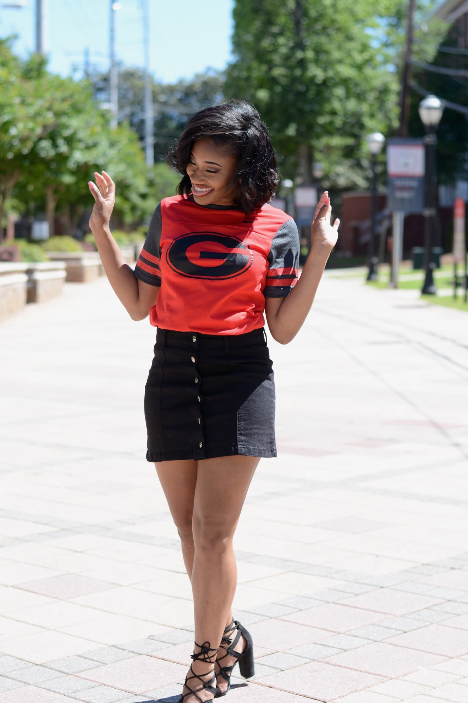 Ashley wearing a UGA jersey